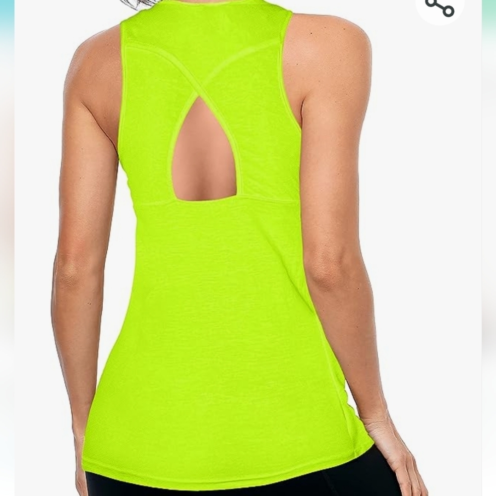 Neon Athletic Tank Top for Women Sleeveless‎ Racerback Shirt SZ L
